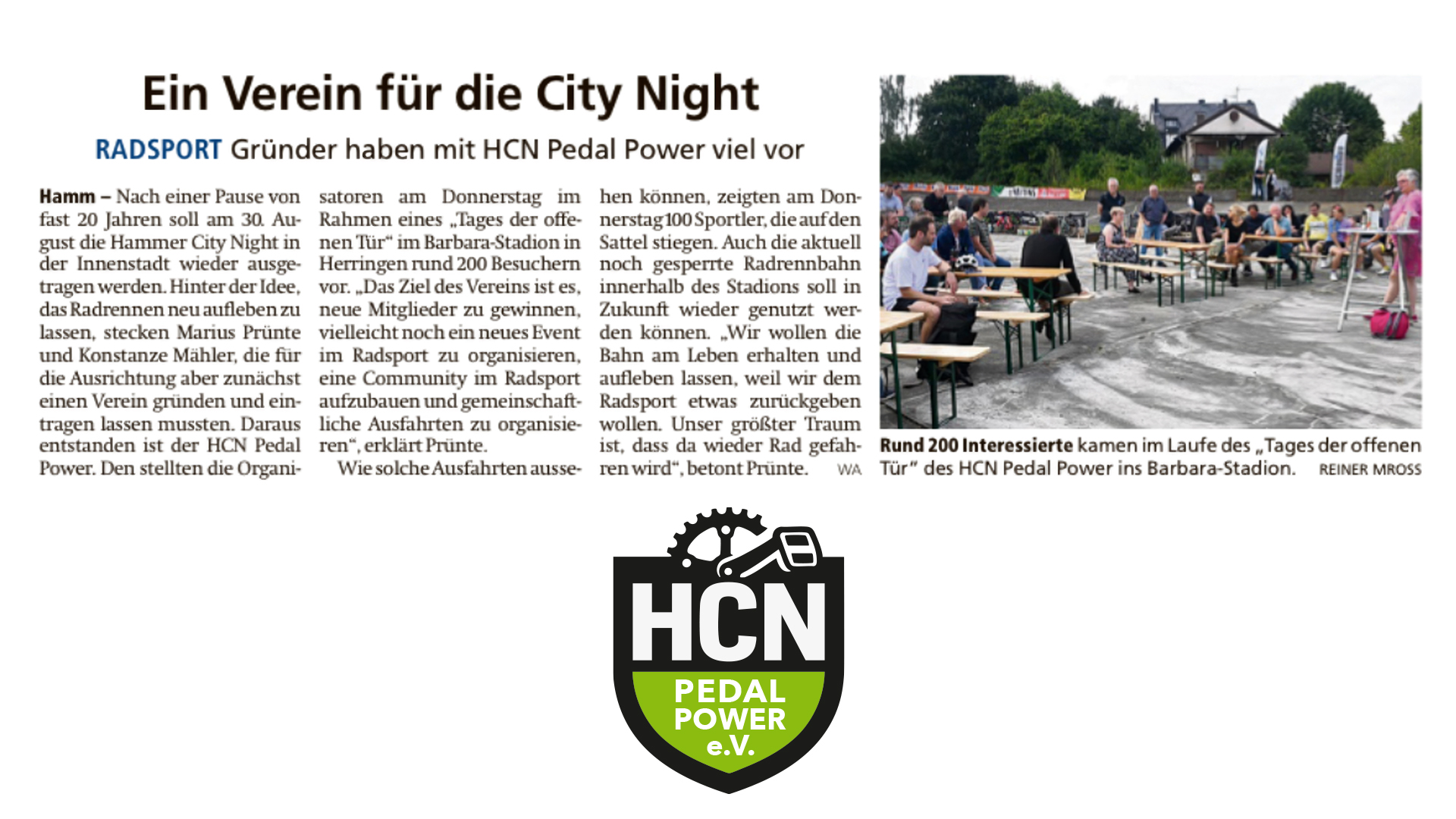 Zeitungsausschnitt des Westfälischen Anzeigers über HCN Pedal Power